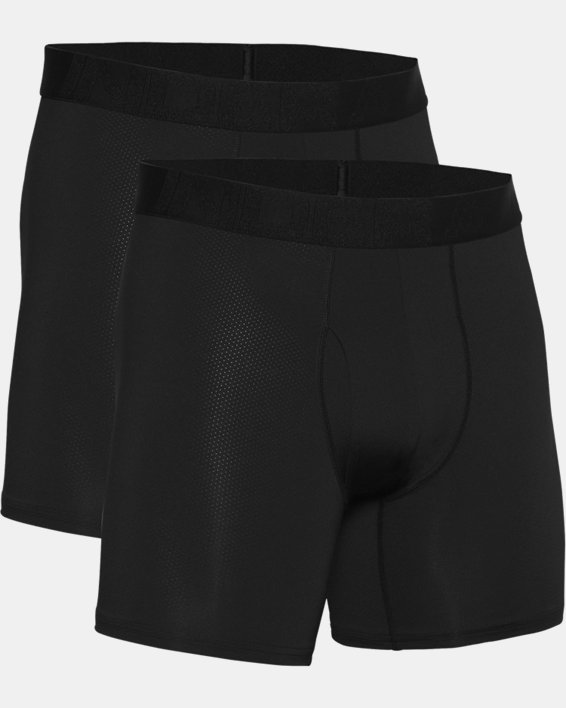 男士UA Tech™ Mesh 6英寸Boxerjock®內褲–2條裝 in Black image number 2